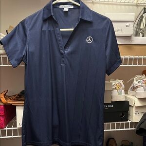 Navy Blue woman golf polo Mercedes Benz